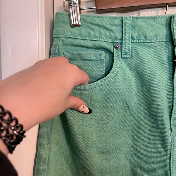 Wild Fable Womens Y2K Green Lace Pockets Highest Rise Wide Leg Ankle Jeans Sz 2 - Picture 7 of 11